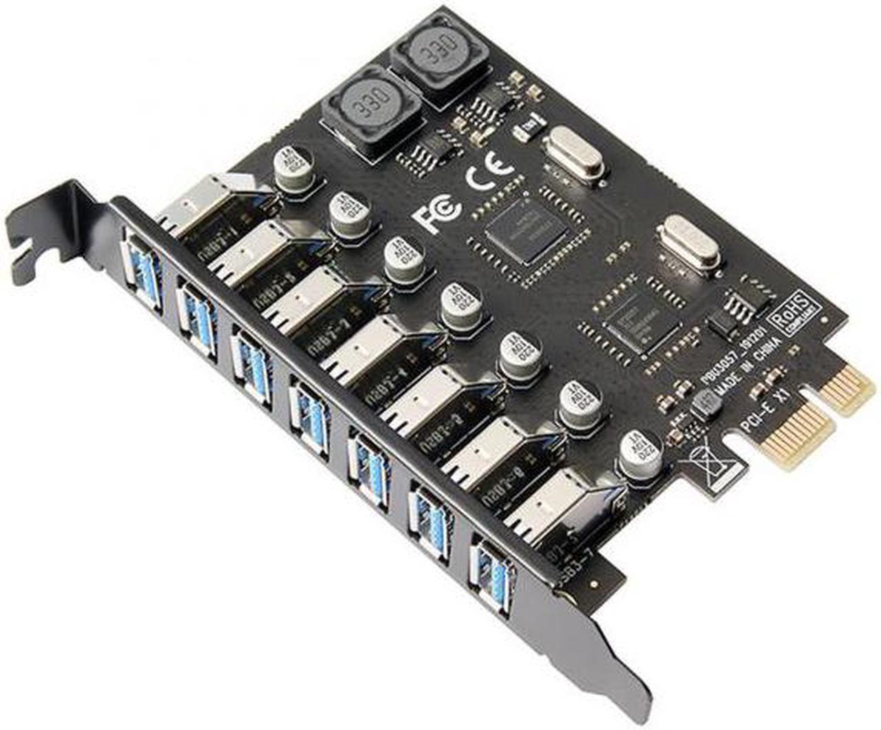Alt view image 4 of 7 - Xiwai Cable 7 Ports PCI-E to USB 3.0 HUB PCI Express Expansion Card Adapter 5Gbps for Motherboard