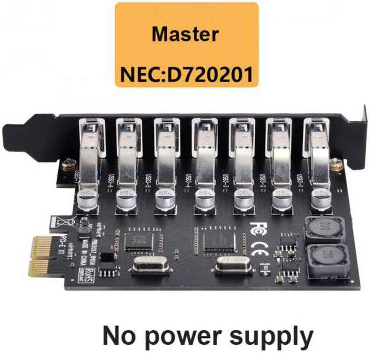 Alt view image 2 of 7 - Xiwai Cable 7 Ports PCI-E to USB 3.0 HUB PCI Express Expansion Card Adapter 5Gbps for Motherboard