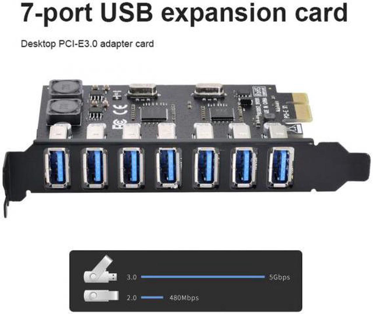 Alt view image 6 of 7 - Xiwai Cable 7 Ports PCI-E to USB 3.0 HUB PCI Express Expansion Card Adapter 5Gbps for Motherboard