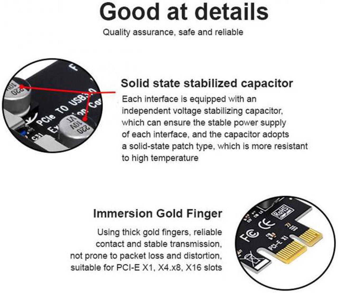 Alt view image 7 of 7 - Xiwai Cable 7 Ports PCI-E to USB 3.0 HUB PCI Express Expansion Card Adapter 5Gbps for Motherboard