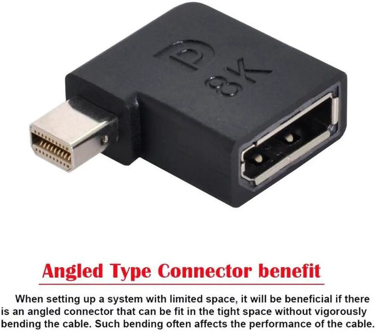 Alt view image 5 of 7 - Xiwai Angled Mini DisplayPort 1.4 Male to DP Female 8K 60hz Adapter Ultra-HD UHD 4K 144hz 7680*4320 for Video PC Laptop Monitor