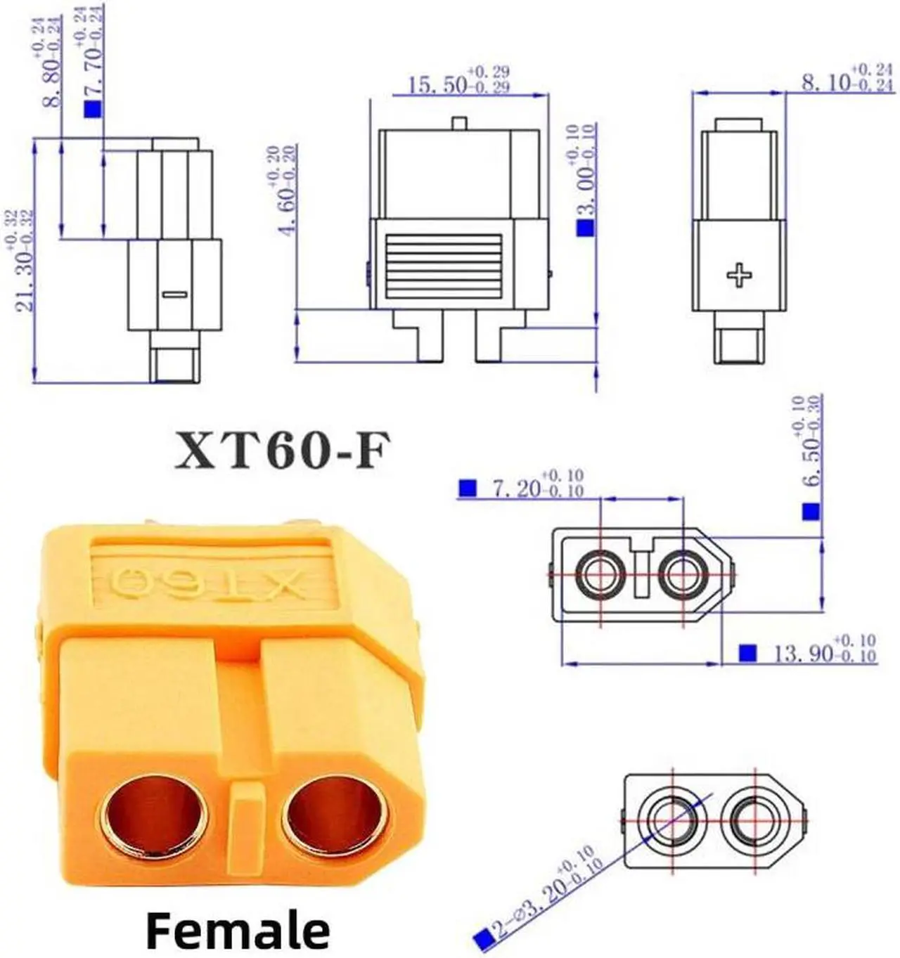 Alt view image 3 of 6 - Chenyang XT60 Female to Female 12AWG Extension Cable Connector for RC Battery Portable Power Station Solar Panel