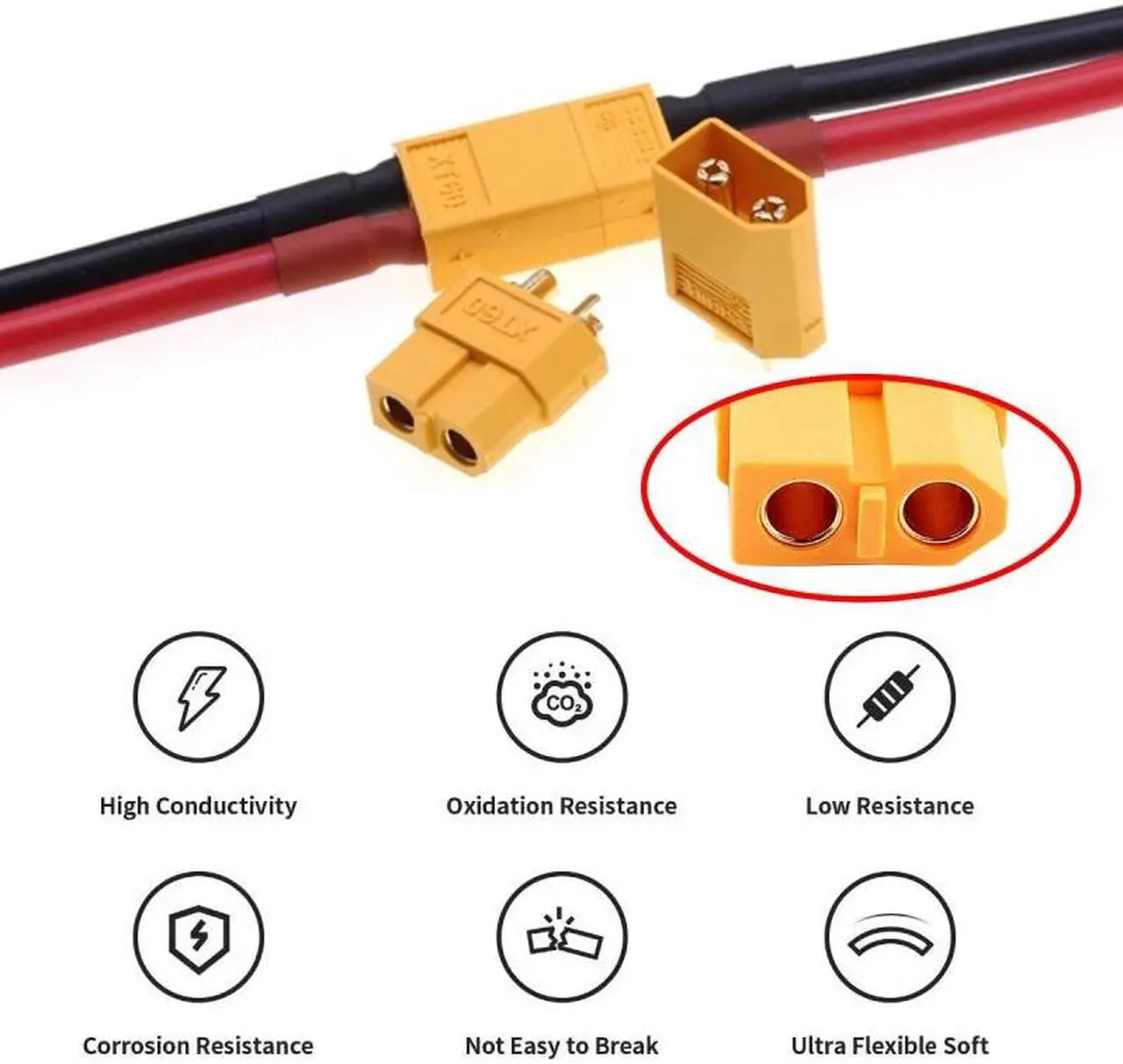 Alt view image 6 of 6 - Chenyang XT60 Female to Female 12AWG Extension Cable Connector for RC Battery Portable Power Station Solar Panel