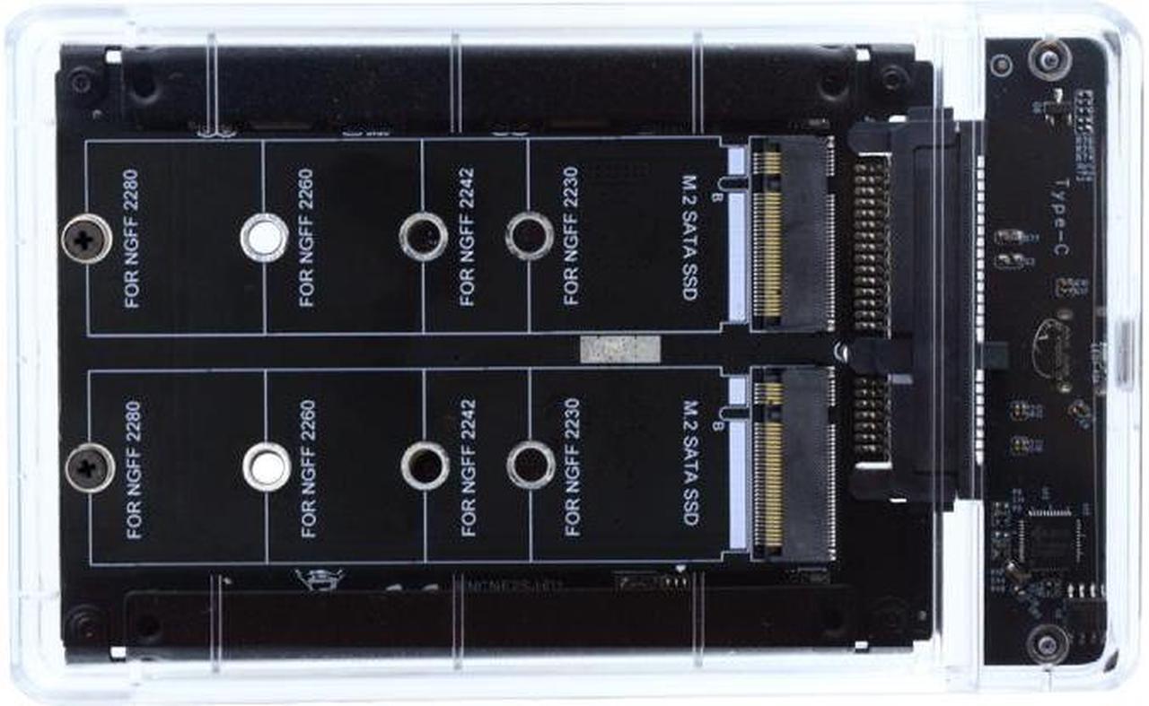 Main image of Chenyang Dual NGFF B+M-Key M.2 SSD Card JBOD Raid0 Span Bridge to USB3.0 Type-C USB-C 2.5inch SATA Combo Enclosure