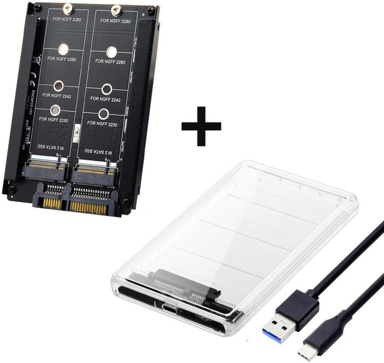 Alt view image 2 of 7 - Chenyang Dual NGFF B+M-Key M.2 SSD Card JBOD Raid0 Span Bridge to USB3.0 Type-C USB-C 2.5inch SATA Combo Enclosure