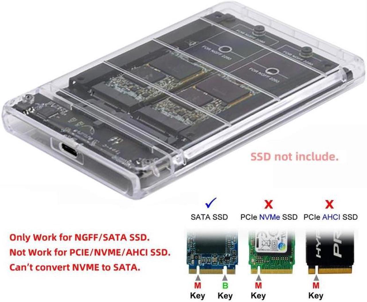 Alt view image 4 of 7 - Chenyang Dual NGFF B+M-Key M.2 SSD Card JBOD Raid0 Span Bridge to USB3.0 Type-C USB-C 2.5inch SATA Combo Enclosure