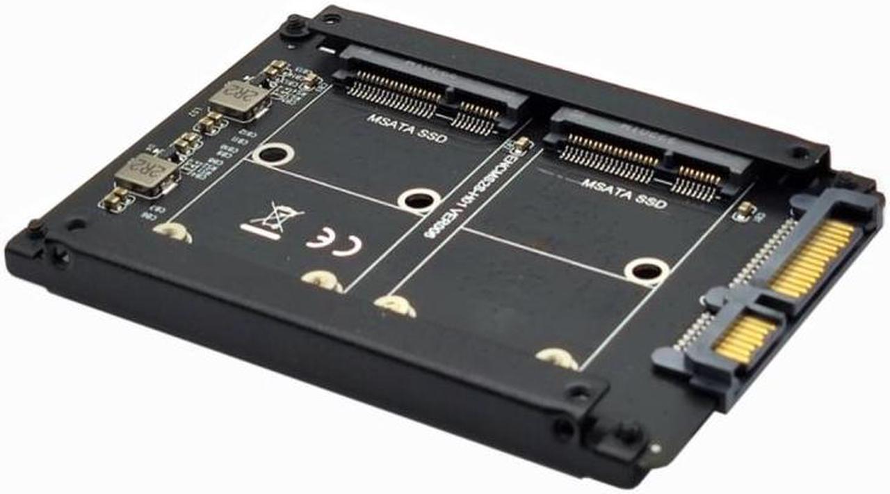 Alt view image 2 of 7 - Jimier Dual MSATA Mini-SATA SSD Card JBOD Raid0 Span Bridge to 2.5inch SATA Combo HDD Disk Drive Enclosure