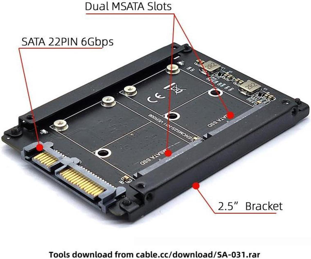 Alt view image 5 of 7 - Jimier Dual MSATA Mini-SATA SSD Card JBOD Raid0 Span Bridge to 2.5inch SATA Combo HDD Disk Drive Enclosure