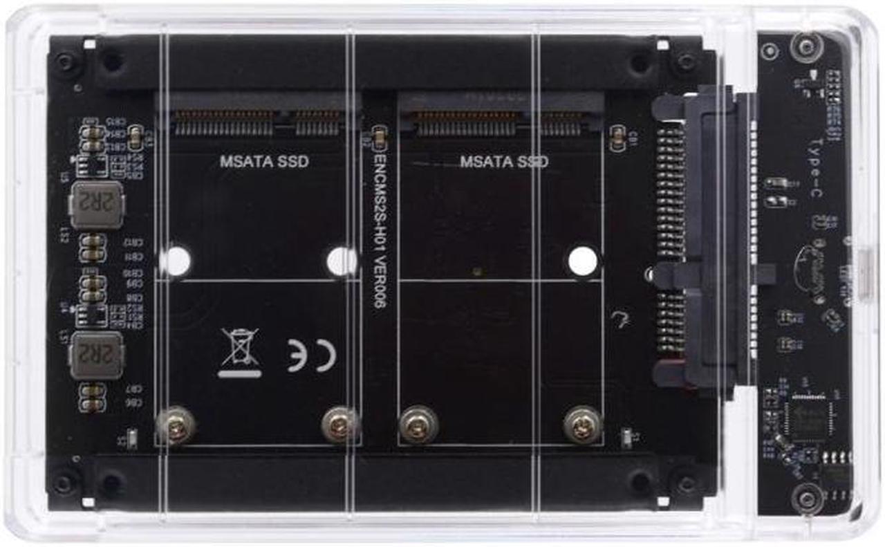 Main image of Chenyang Dual MSATA Mini-SATA SSD Card JBOD Raid0 Span Bridge to USB3.0 Type-C USB-C 2.5inch SATA Combo Enclosure