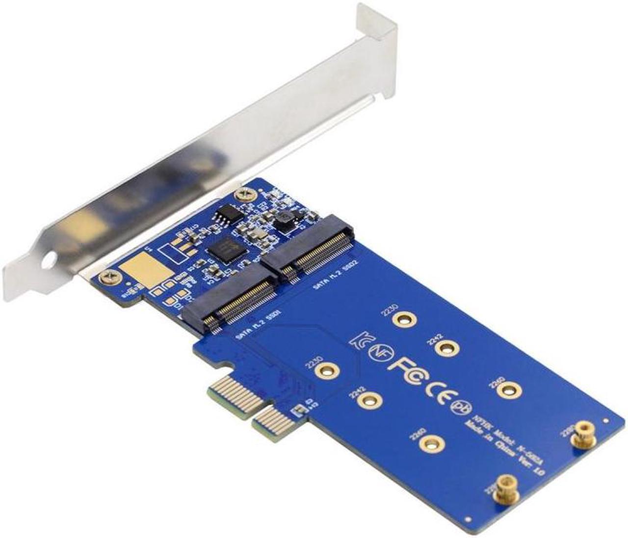 Alt view image 3 of 7 - Xiwai Dual SATA NGFF Key B+M SSD to PCI-E 1x Motherboard Desktop Adapter Converter SSD Card JMB582 2280