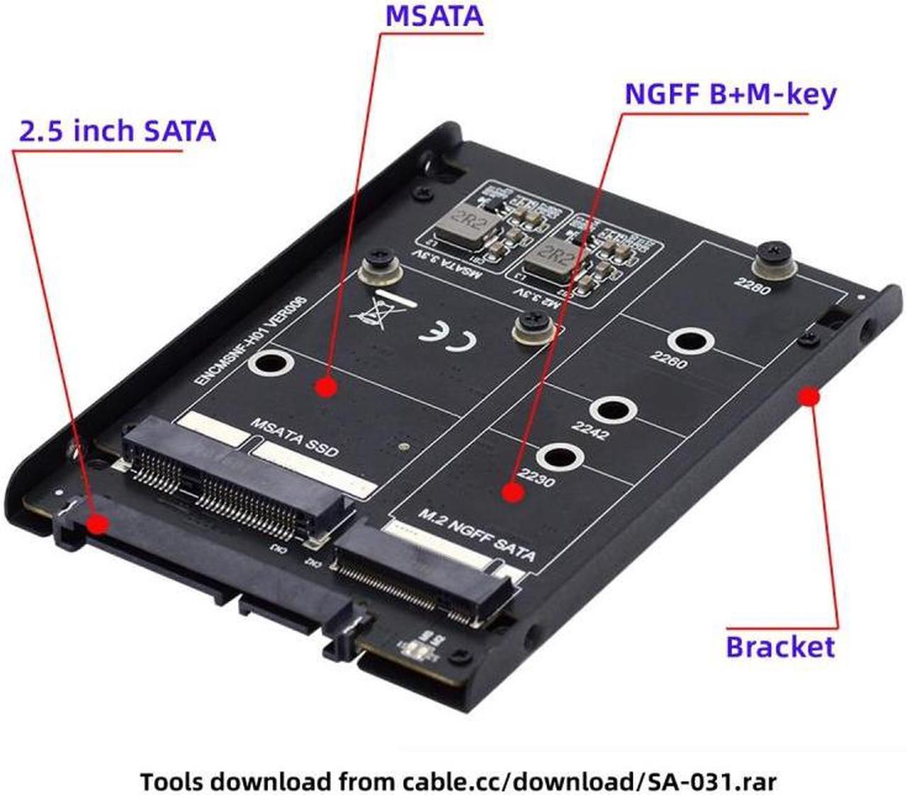 Alt view image 4 of 7 - Chenyang Dual MSATA NGFF B+M SSD Card JBOD Raid0 Span Bridge to 2.5inch SATA Combo HDD Disk Drive Enclosure