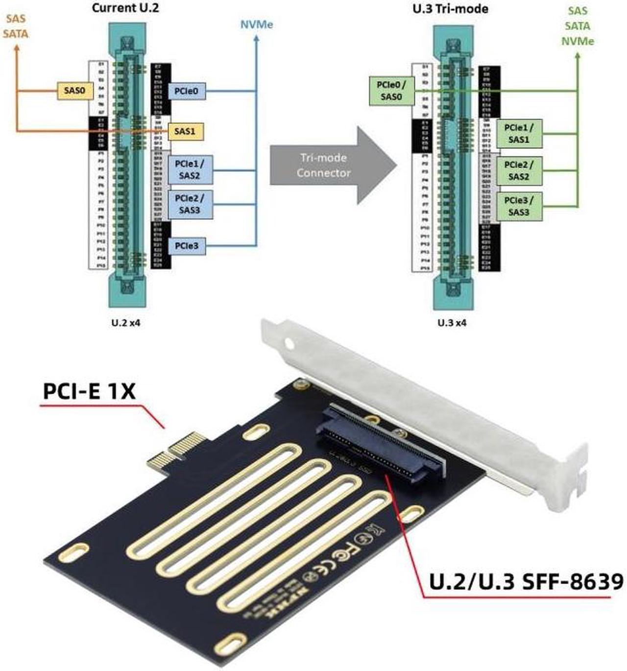 Alt view image 3 of 7 - Chenyang PCI-E 4.0 X1 Lane to U.2 U.3 Kit SFF-8639 Host Adapter for Motherboard PM1735 NVMe PCIe SSD