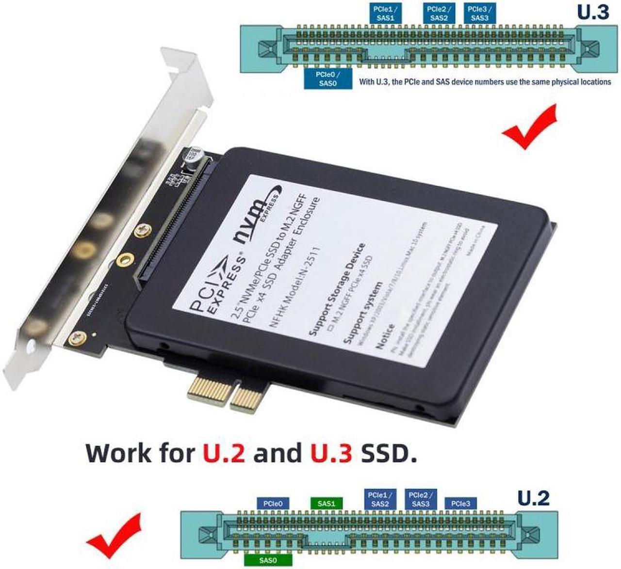 Alt view image 2 of 7 - Chenyang PCI-E 4.0 X1 Lane to U.2 U.3 Kit SFF-8639 Host Adapter for Motherboard PM1735 NVMe PCIe SSD