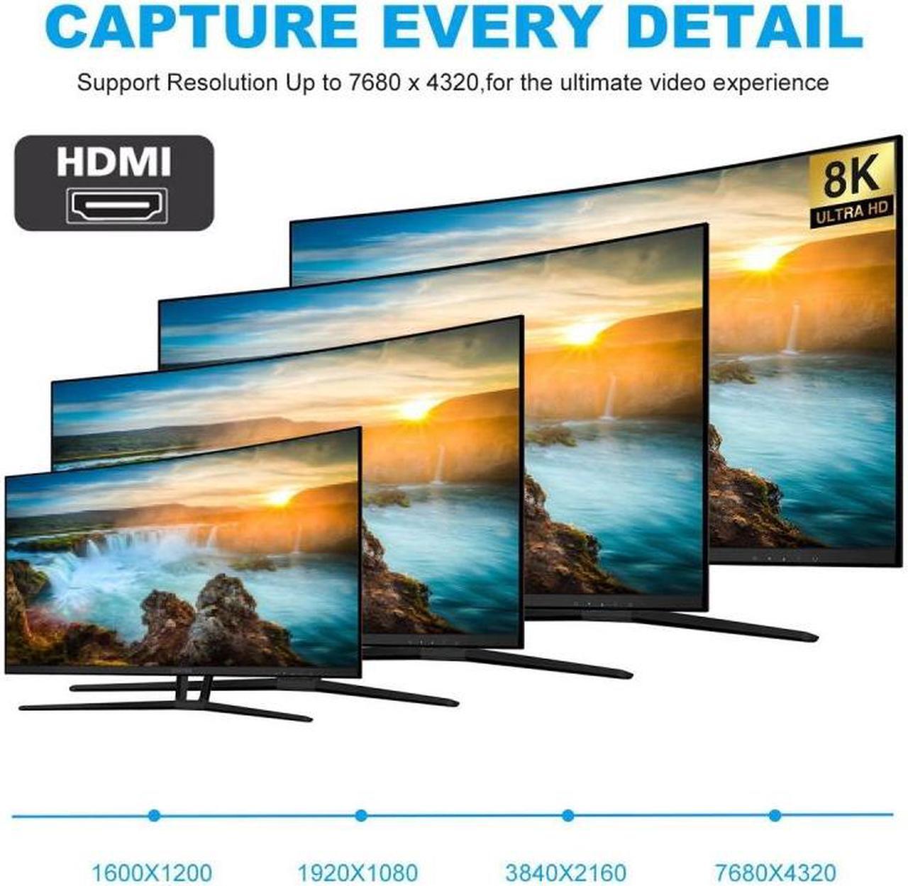 Alt view image 7 of 7 - Cablecc Left Angled Micro HDMI Male to HDMI 2.1 Female UHD Extension Gold Converter Adapter Support 8K 60hz HDTV