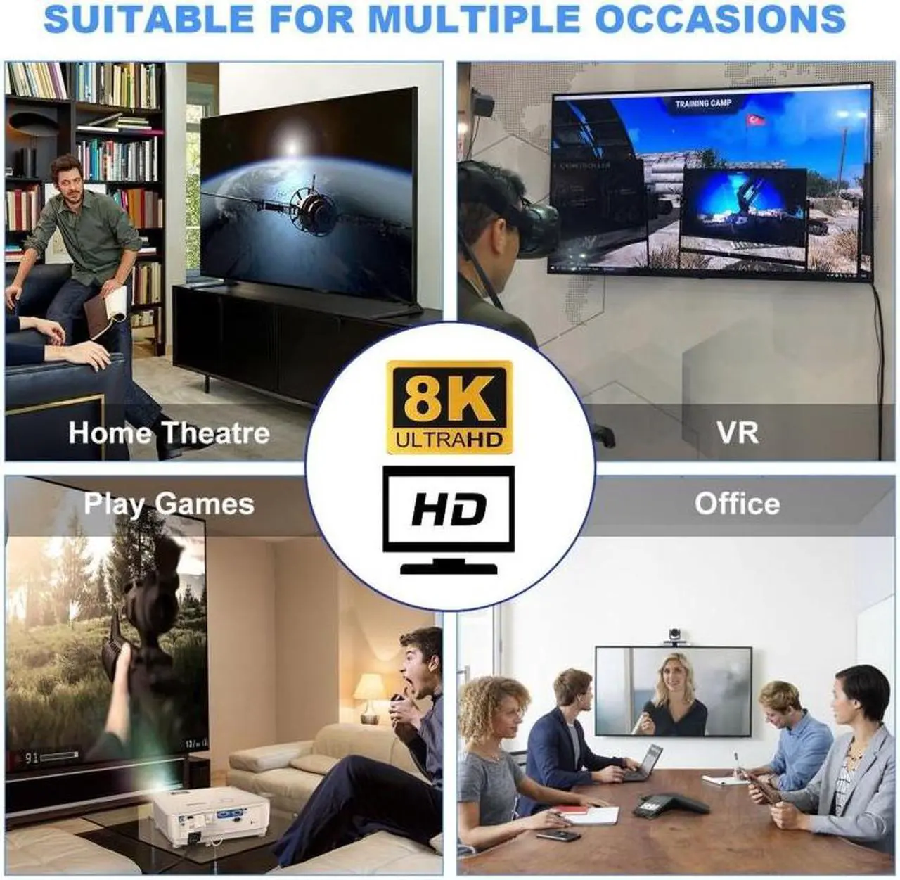 Alt view image 5 of 7 - Jimier Down Angled Mini HDMI Male to HDMI 2.1 Female UHD Extension Gold Converter Adapter Support 8K 60hz HDTV
