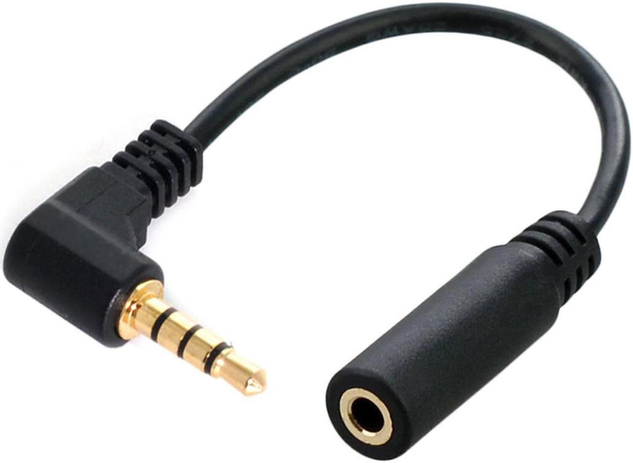 Main image of FVH 90 degree right angled 3.5mm 4 poles Audio Stereo Male to Female Extension Cable 10cm Black RC-003