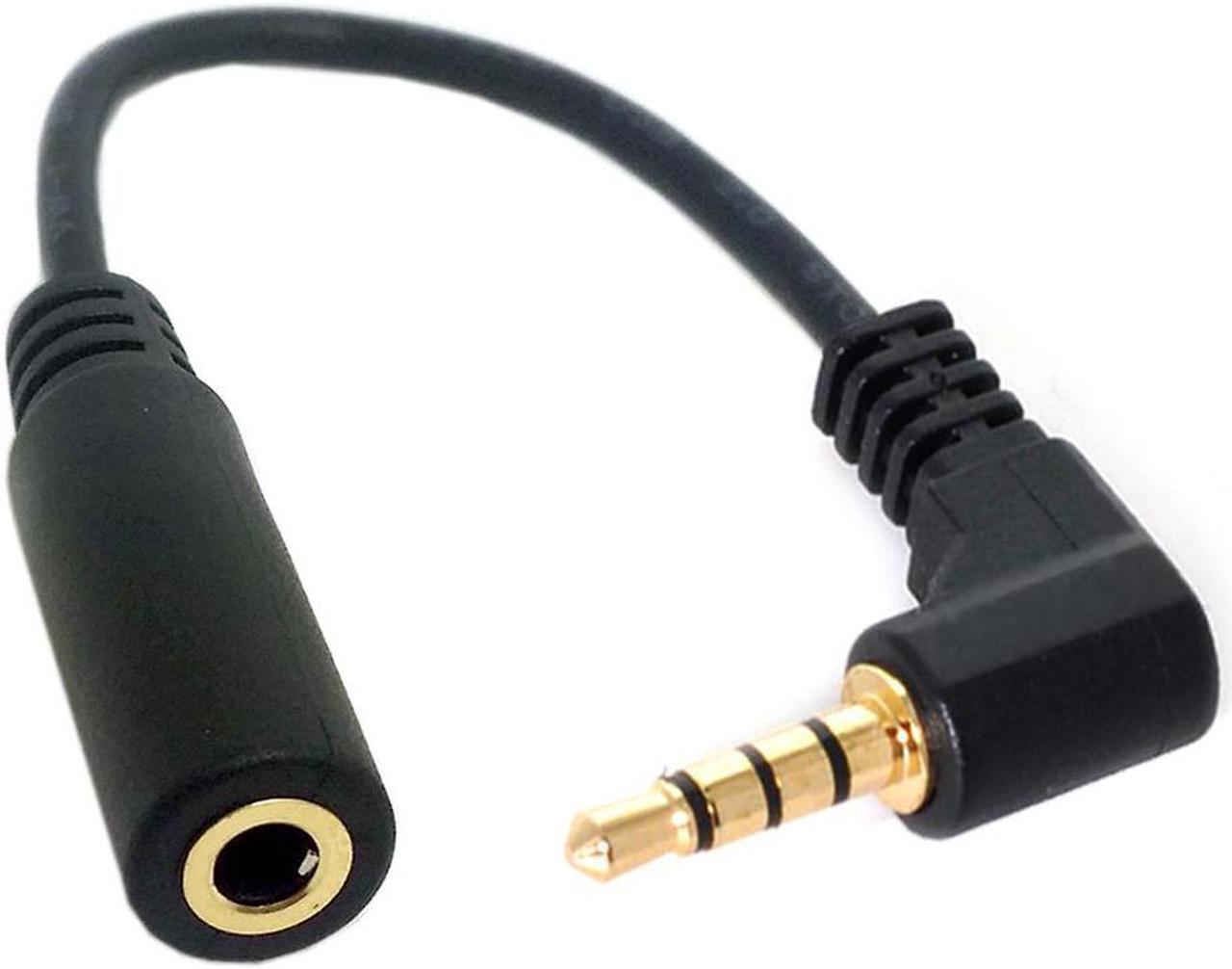 Alt view image 5 of 5 - FVH 90 degree right angled 3.5mm 4 poles Audio Stereo Male to Female Extension Cable 10cm Black RC-003
