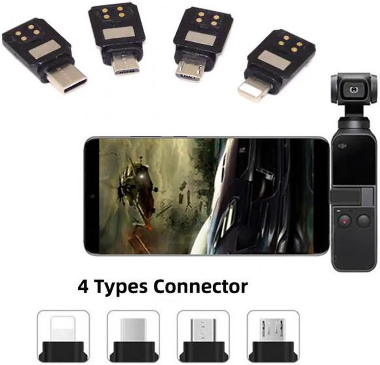Alt view image 5 of 7 - Chenyang U2-048 4pcs/set Type-CMicro8P Adapter for Osmo Pocket 1 2 Connector Interface Handheld Gimbal Camera Accessories