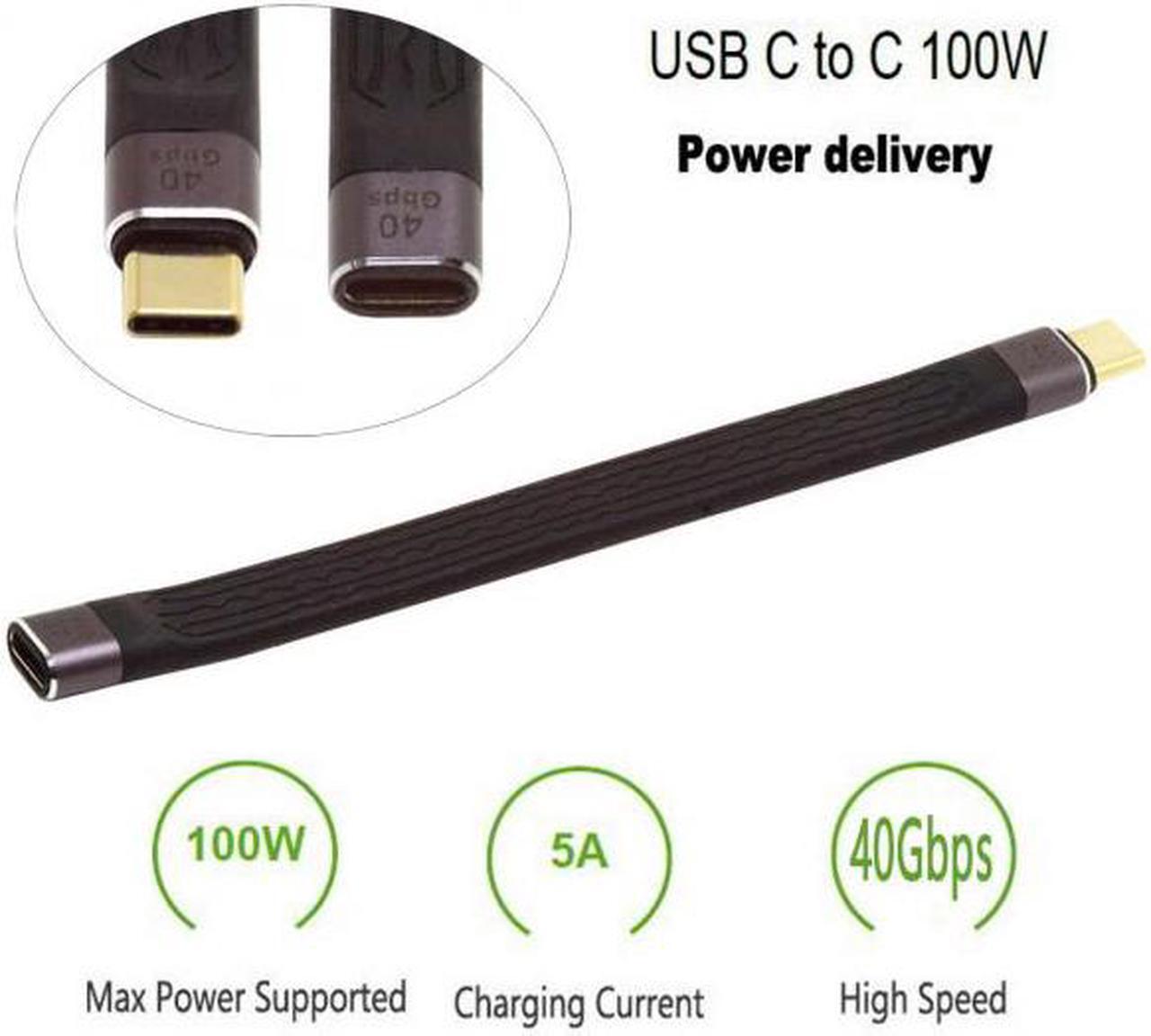 Alt view image 4 of 7 - Jimier Cable 13cm USB4 Extension Cable Slim Flat Male to Female 40Gbps with 100W Charging and 8K@60Hz Compatible with Thunderbolt3/4