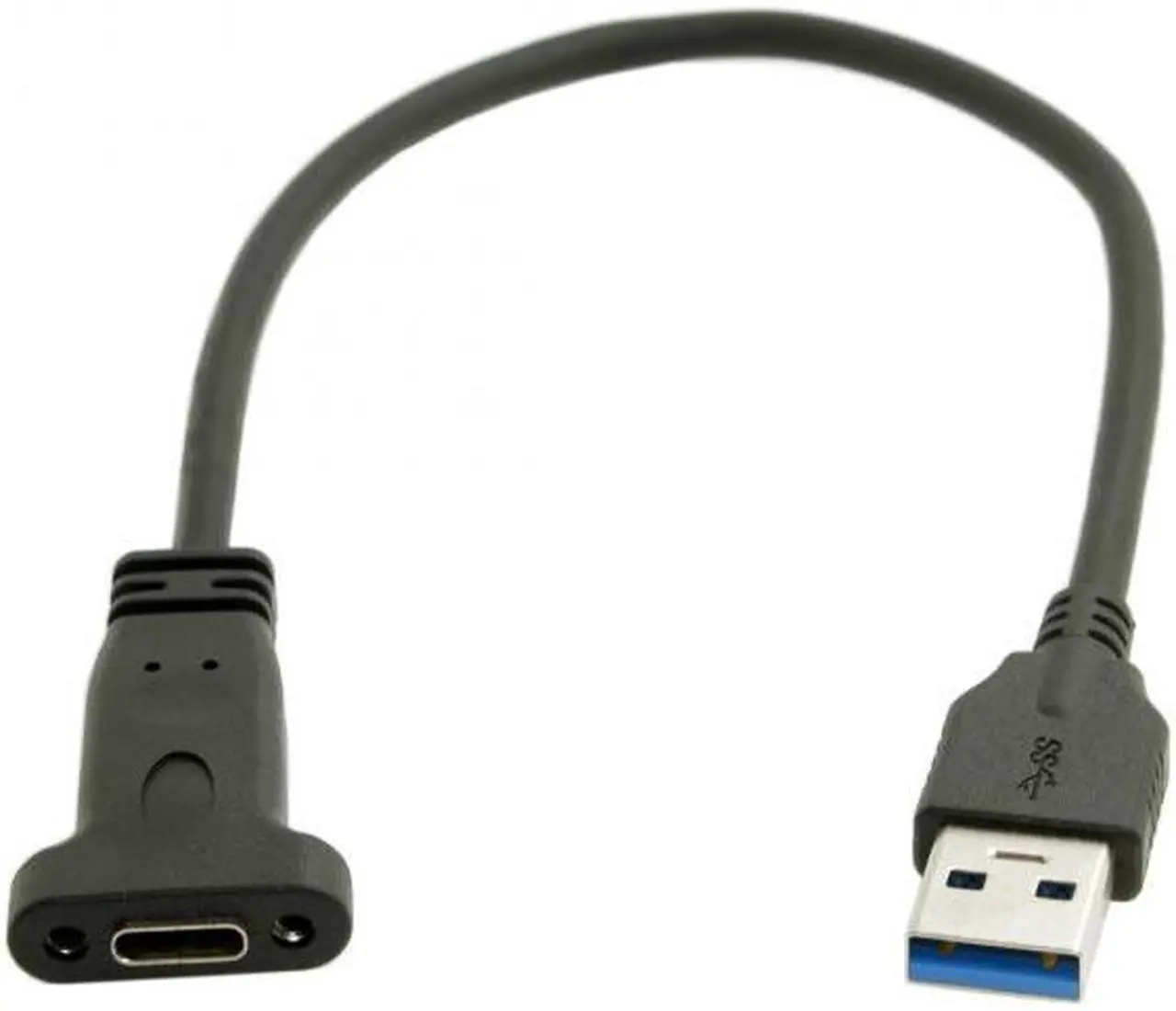 Alt view image 5 of 5 - Cablecc CY UC-042 USB-C USB 3.1 Type C Female to USB 3.0 A Male Data Cable 20cm with Panel Mount Screw Hole