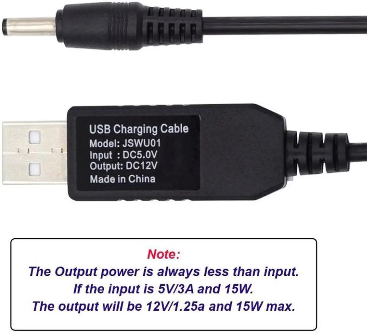 Main image of Cablecc USB 2.0 Type-A DC 5V to DC 12V 3.5x1.3mm Voltage Riser Boost Power Plug Barrel Connector Cable 100cm