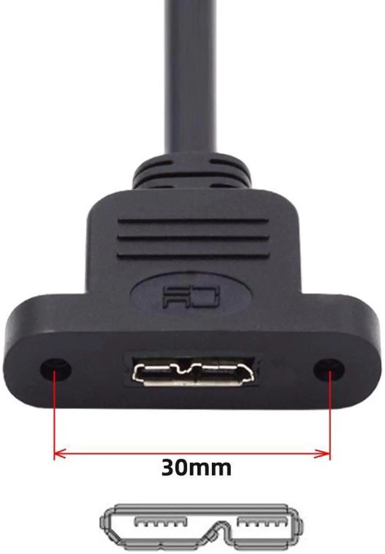 Alt view image 3 of 7 - Jimier Mini USB 2.0 5Pin Male to Micro 3.0 Type-B Female Screw Mount Type Extension Cable 480Mbps