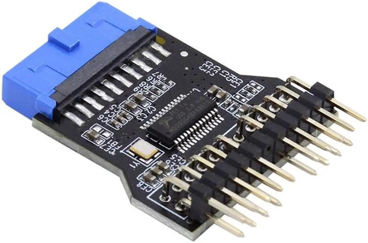 Alt view image 2 of 7 - Cablecc Motherboard 19pin USB 3.0 Header 1 to 2 USB2.0 9Pin Female Extension HUB Connector Adapter Port Multilier