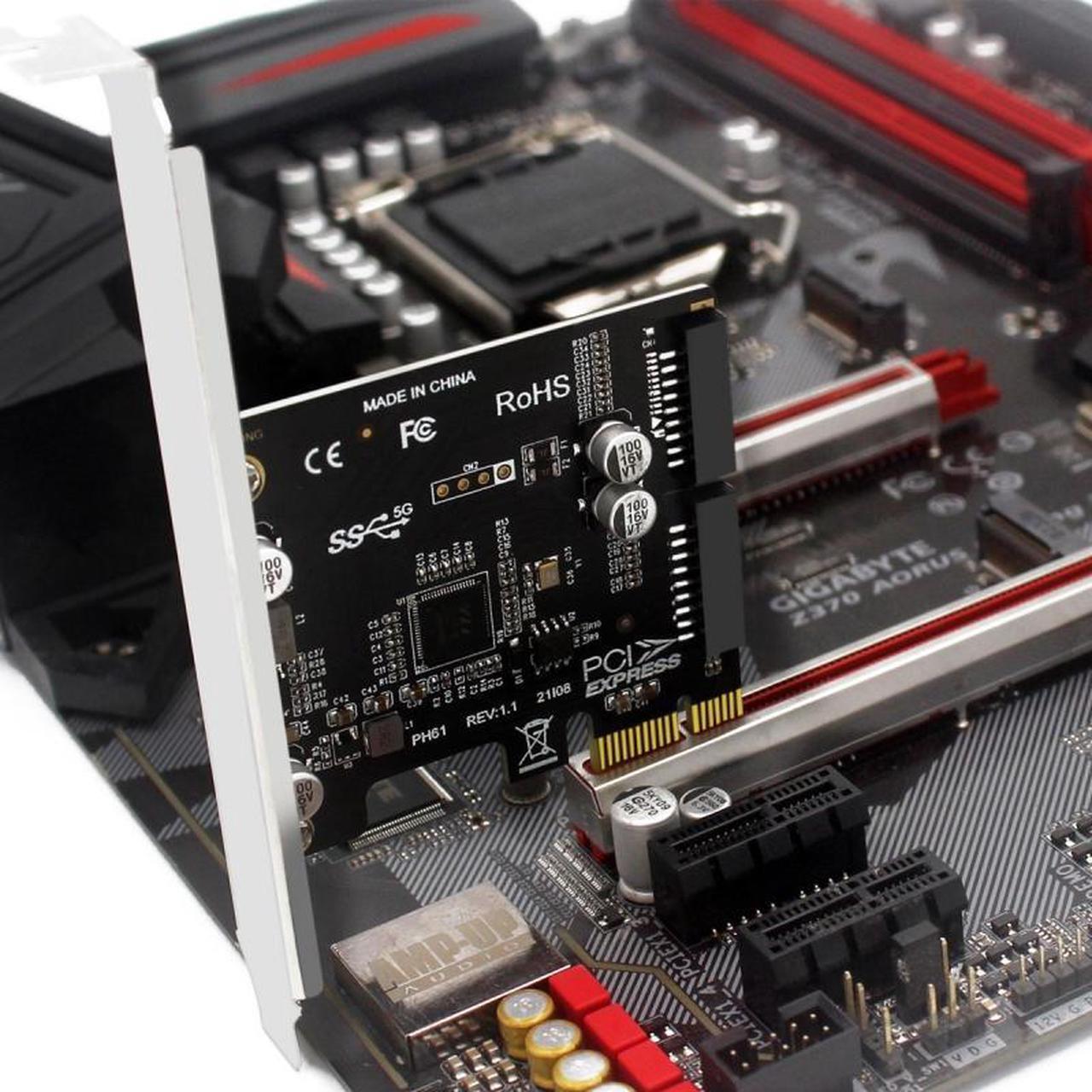 Alt view image 7 of 7 - Chenyang 5Gbps 19Pin 20Pin USB 3.0 Front Panel Header to PCI-E 1X Express Card VL805 Adapter for Desktop Computer Motherboard
