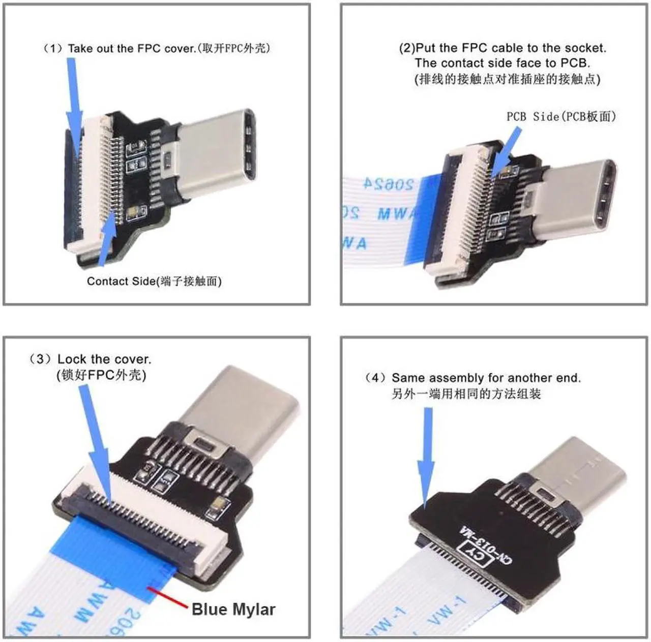 Alt view image 4 of 7 - Cablecc OTG USB-C Type-C Male Host to Type-C Male Target Data Flat Slim FPC Cable 13cm for FPV Disk Phone Laptop