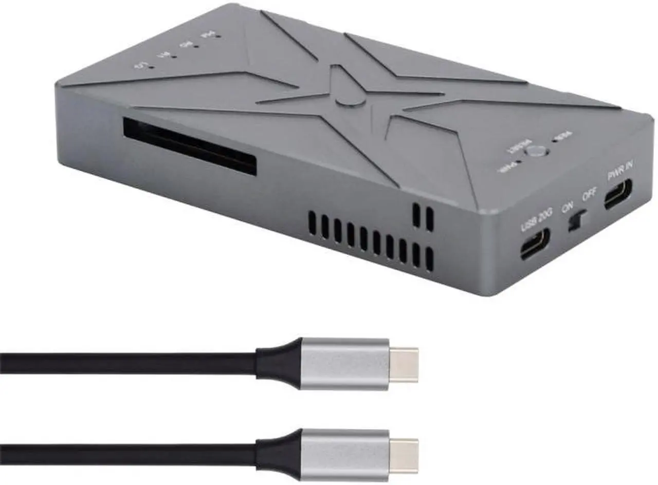 Alt view image 2 of 7 - Jimier Dual NVME M.2 NGFF M-Key to USB-C Type-C Raid0 Raid1 JBOD Big Enclosure 20Gbps with Fan Raid0 Hyper Adapter