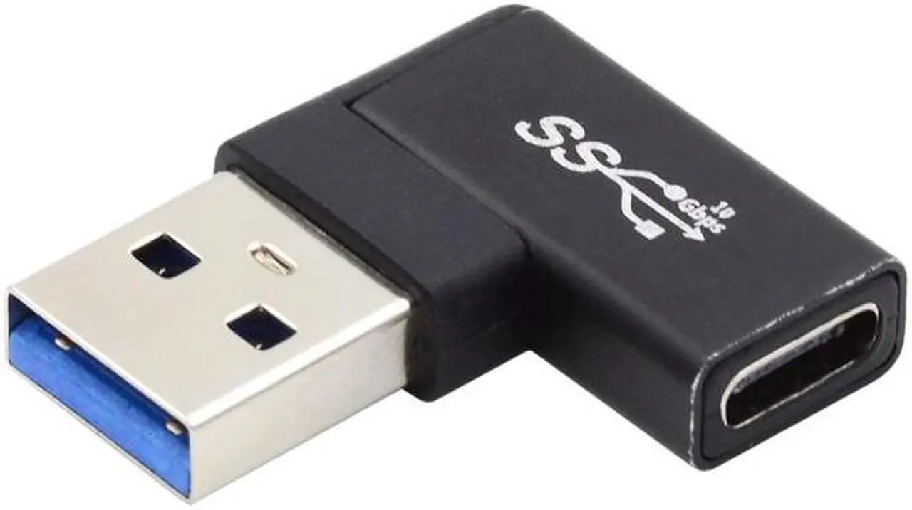 Alt view image 2 of 7 - Jimier USB-C Type C Female to USB 3.0 A Male Data Adapter Flat Horizontal 90 Degree Left Angled  for Laptop Desktop