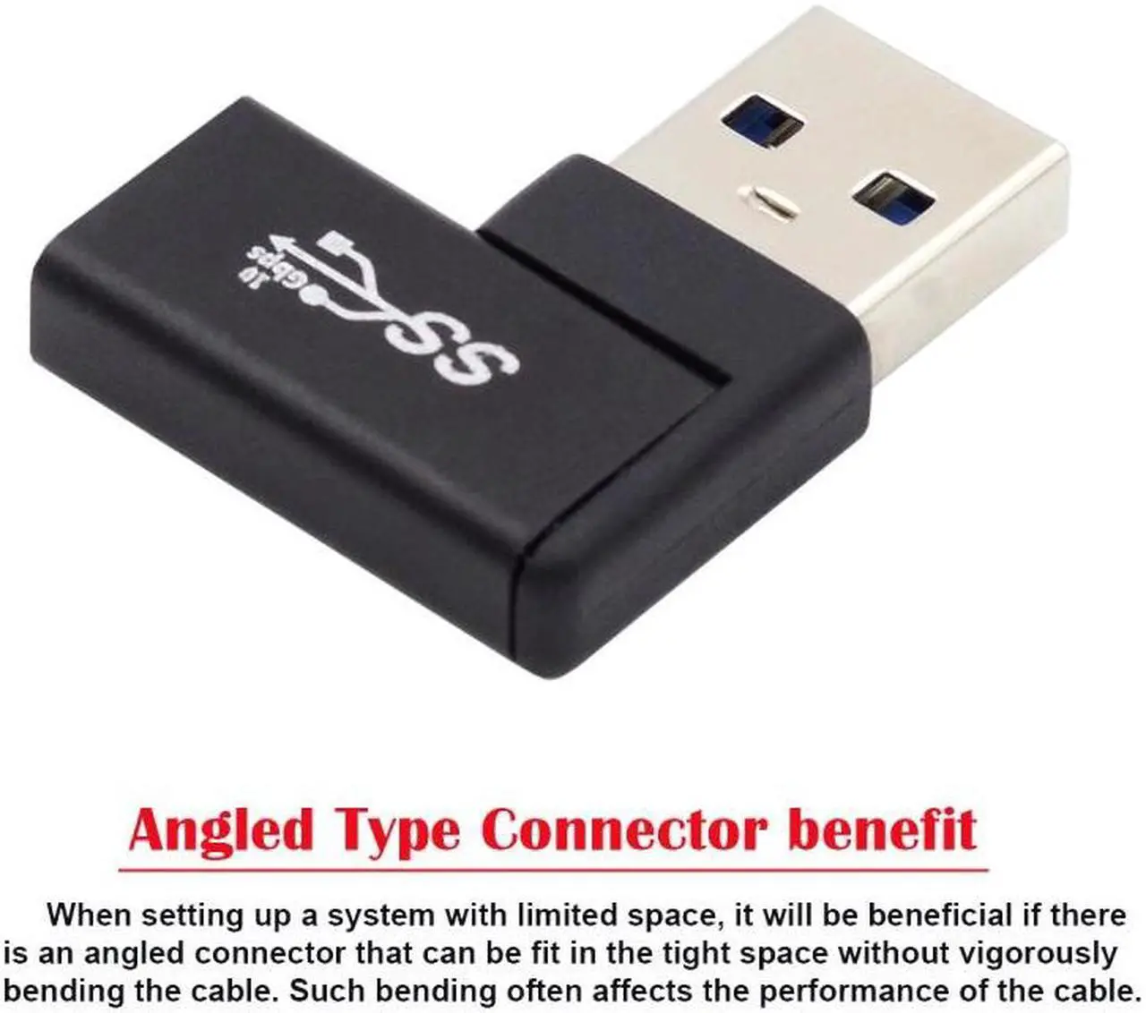 Alt view image 6 of 7 - Jimier USB-C Type C Female to USB 3.0 A Male Data Adapter Flat Horizontal 90 Degree Left Angled  for Laptop Desktop