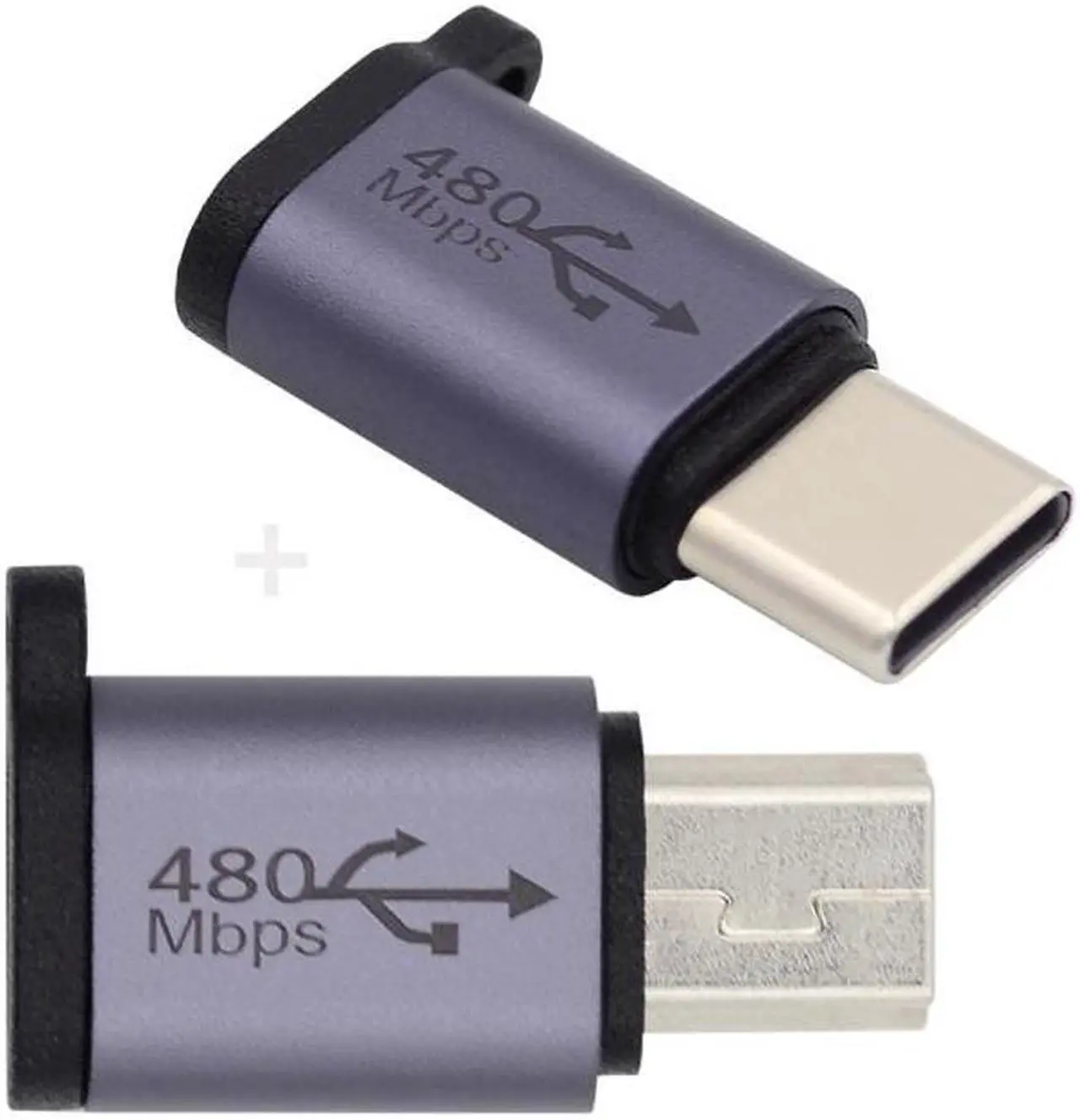 Alt view image 2 of 7 - Chenyang 2pcs/lot USB2.0 Micro Female to Mini USB Type-C USB-C Male Power Adapter 480Mbps Data with Chain Holes