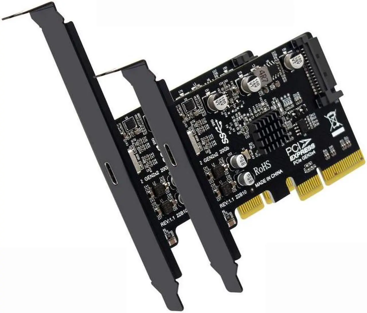 Alt view image 2 of 7 - Xiwai USB 3.2 Gen2 Type-C 20Gbps USB-C to PCI-E 4X Express Card Adapter for Desktop Motherboard