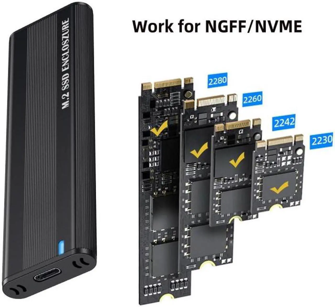 Main image of Cablecc USB 3.0 USB-C Type-C to NVME M-key M.2 NGFF SATA SSD External PCBA Case Enclosure RTL9210B Chipset