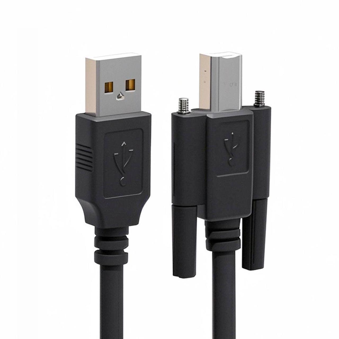 Main image of Jimier USB 2.0 Type-A Male to Type-B Thumbscrew Standard Male Mount Panel Type for Industrial Camera Robot Scanner Disk