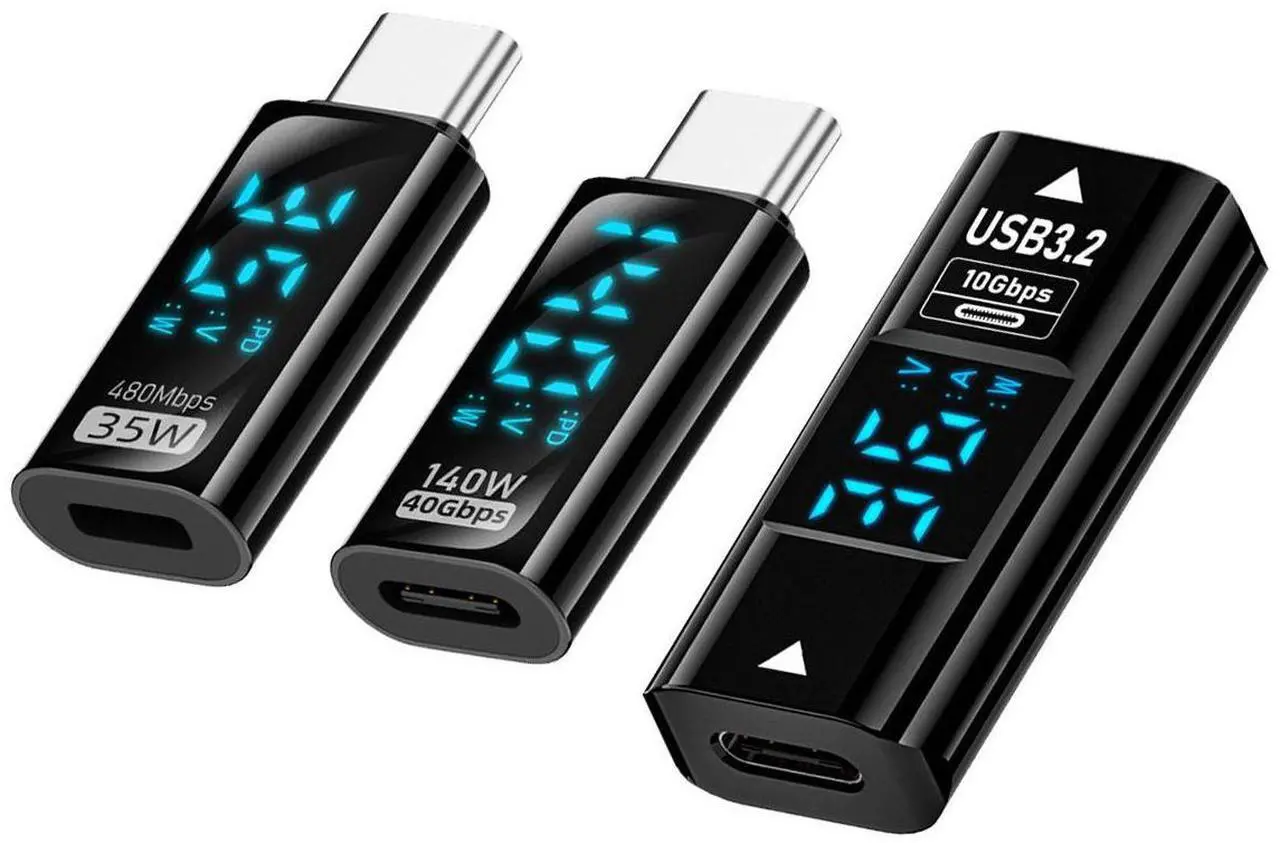 Main image of Jimier 3pcs/lot Type-C Smart LED Display USB-C Female to USB Type-A 8P Adapter Data Current Voltage Fast Charging Monitoring Display Tester Detector