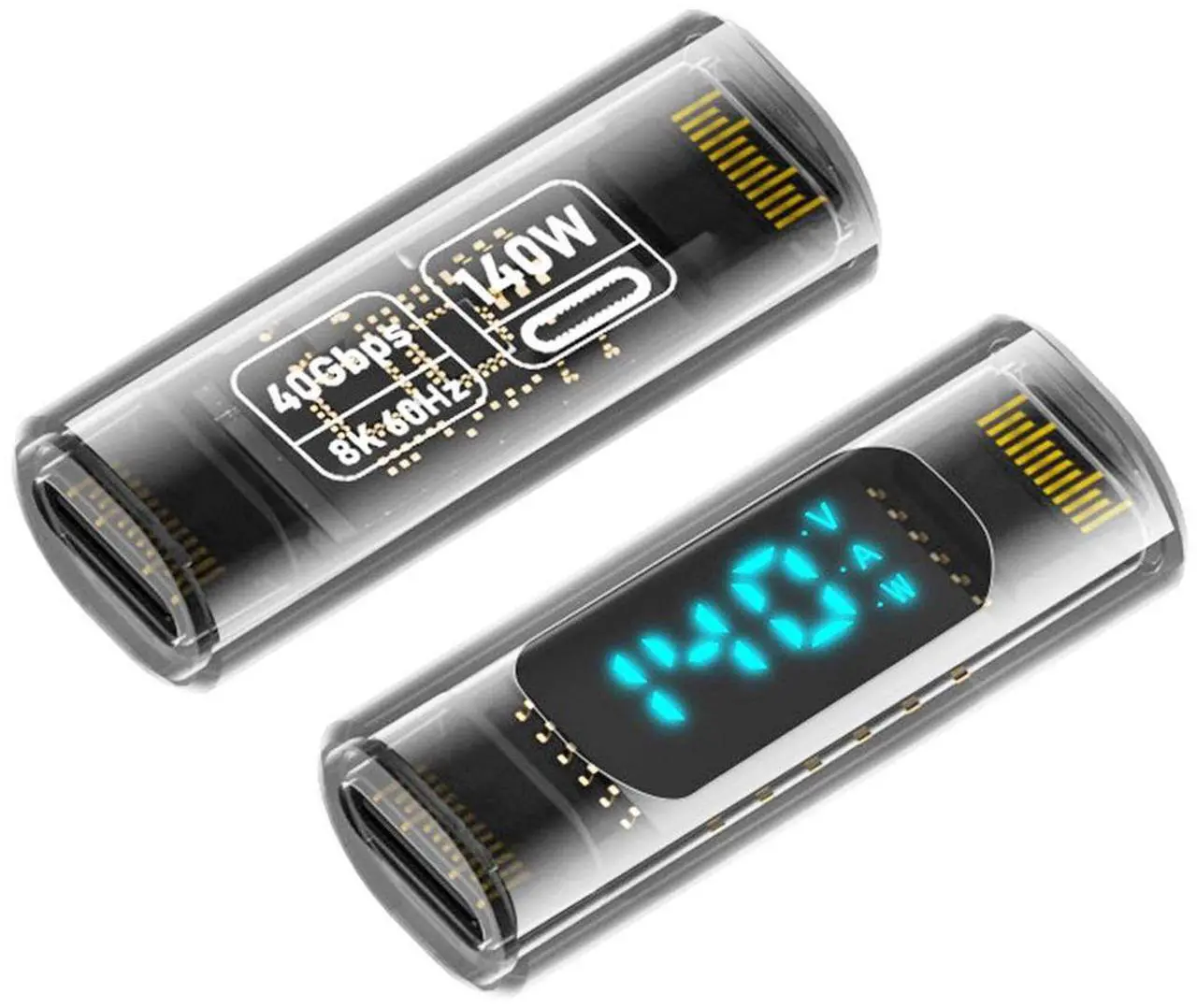 Main image of Jimier Type-C Smart LED Display USB-C Female to Female Extension Adapter USB4.0 40Gbps 140W Current Voltage Monitoring Tester Detector