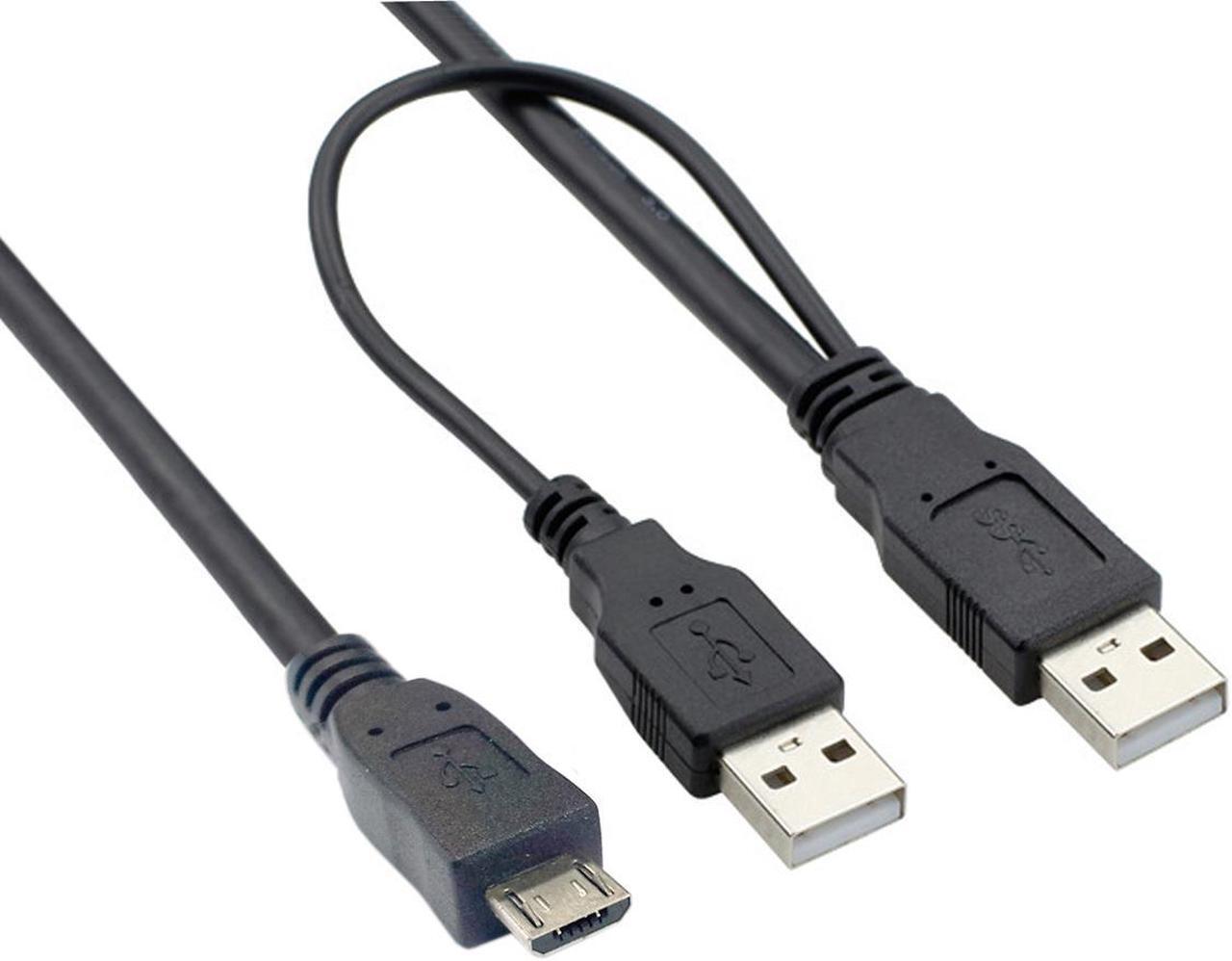 Alt view image 6 of 7 - Jimier USB 2.0 two Male to Micro USB 5Pin Male Y Cable 80cm for external Hard Disk Drive U2-072-0.8M