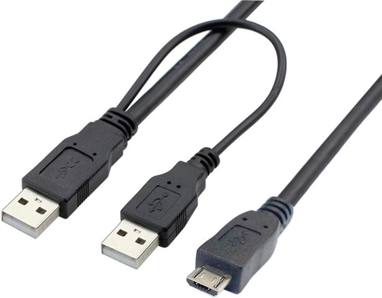 Alt view image 5 of 7 - Jimier USB 2.0 two Male to Micro USB 5Pin Male Y Cable 80cm for external Hard Disk Drive U2-072-0.8M