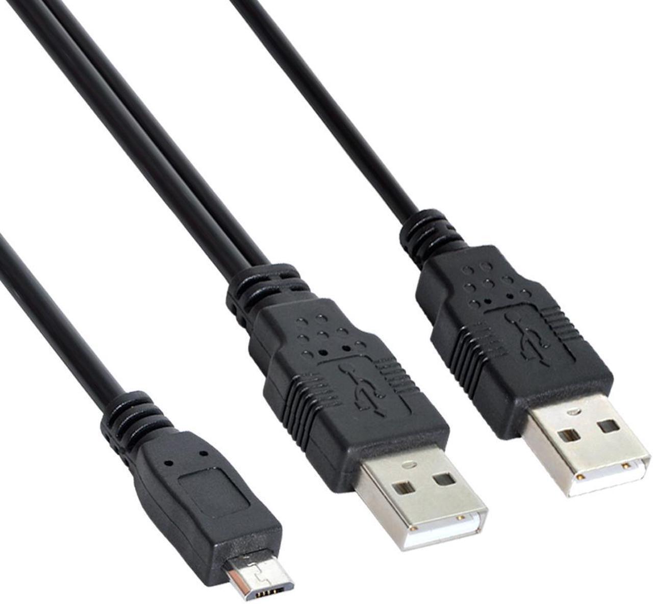 Alt view image 7 of 7 - Jimier USB 2.0 two Male to Micro USB 5Pin Male Y Cable 80cm for external Hard Disk Drive U2-072-0.8M