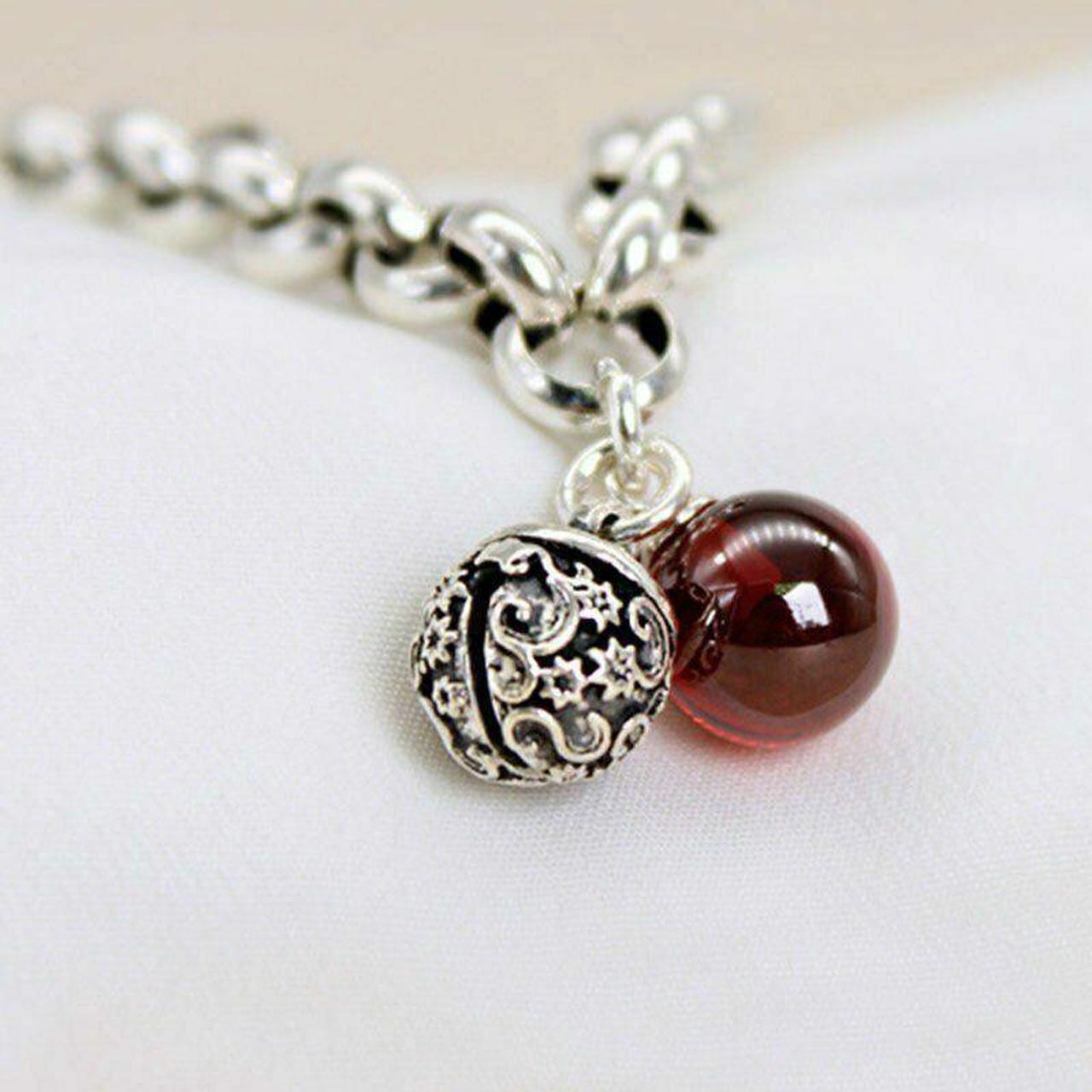 Alt view image 9 of 11 - Silver Plated Retro Bell Red Bracelet Chain Charm Party Jewelry Lab-Created