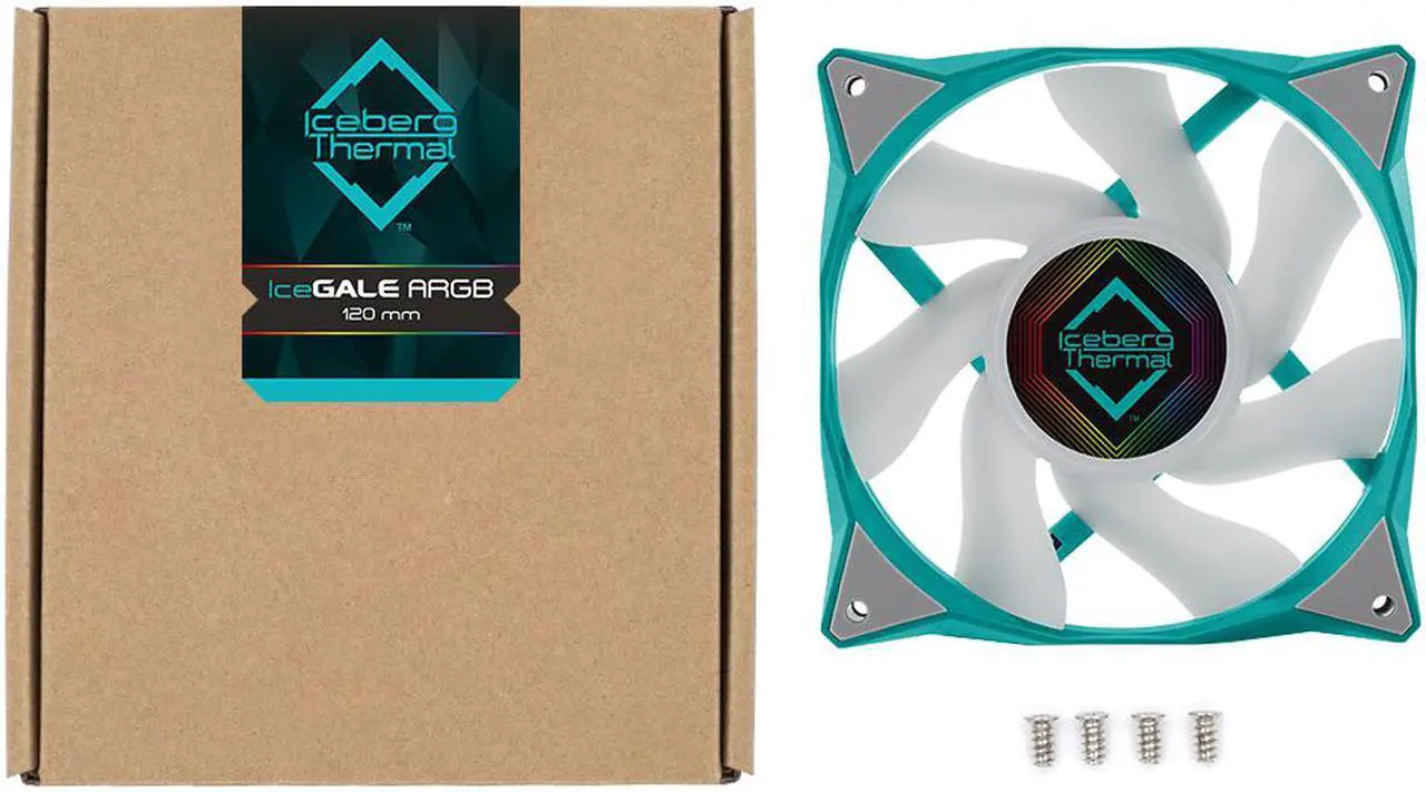 Alt view image 7 of 6 - Iceberg Thermal IceGALE ARGB 120mm PWM Case Fan (Teal)