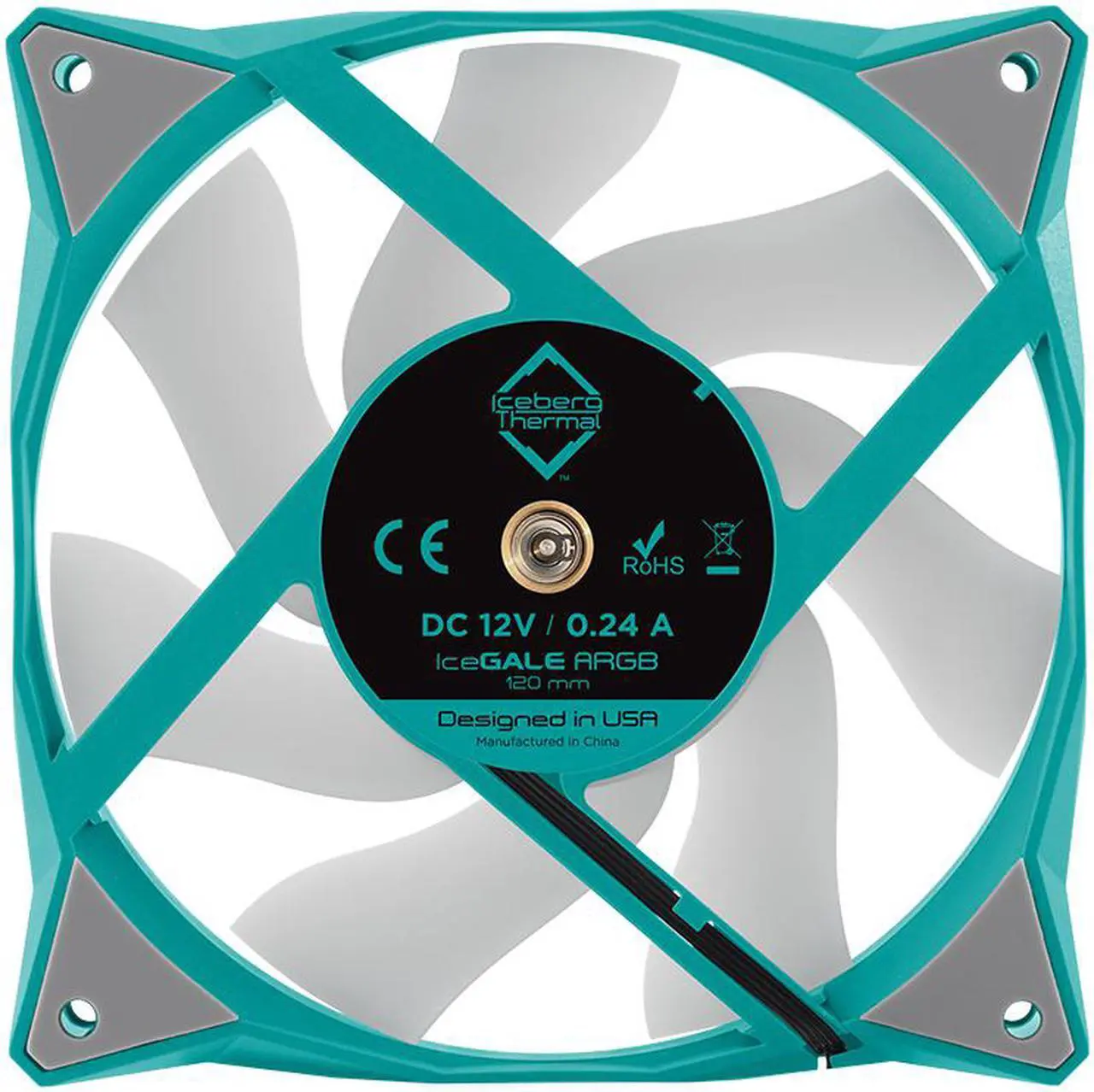 Alt view image 5 of 6 - Iceberg Thermal IceGALE ARGB 120mm PWM Case Fan (Teal)