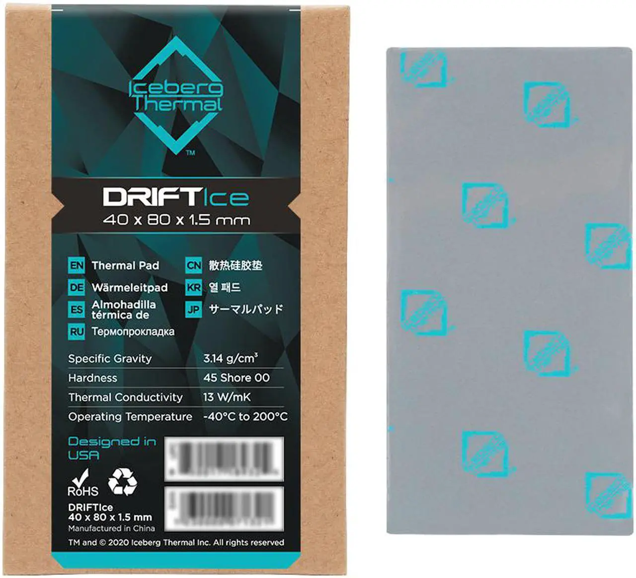 Main image of Iceberg Thermal DRIFTIce Thermal Pad 80mm x 40mm x 1.5mm (13 W/mK)