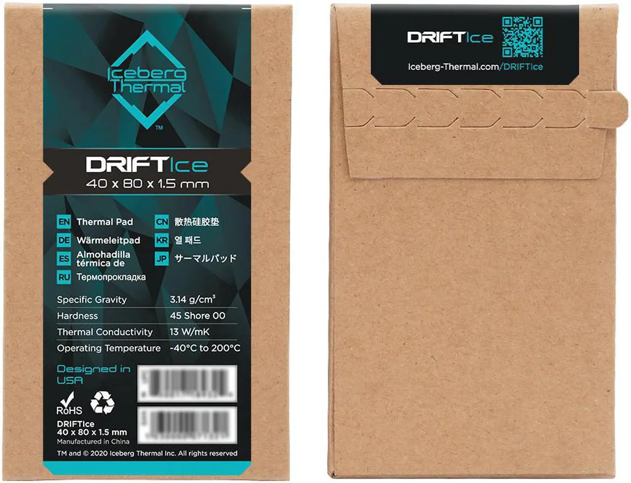 Alt view image 7 of 6 - Iceberg Thermal DRIFTIce Thermal Pad 80mm x 40mm x 1.5mm (13 W/mK)