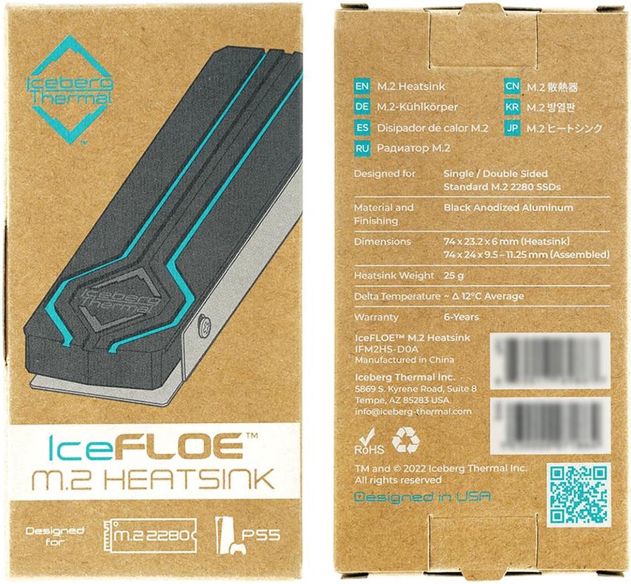 Alt view image 6 of 6 - Iceberg Thermal IceFLOE M.2 2280 SSD Heatsink NVME Double-Sided PS5 Compatible