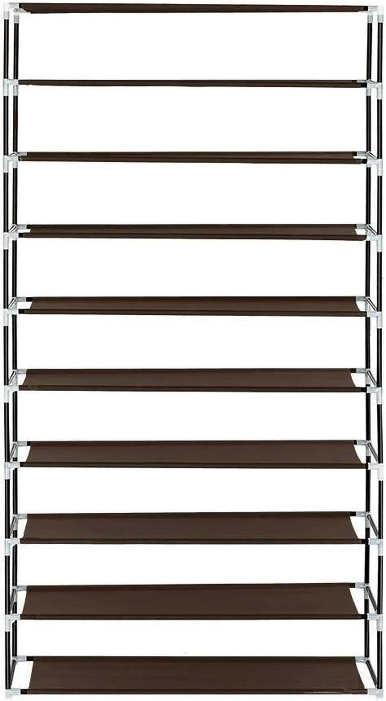 Alt view image 5 of 6 - Heavy Duty 10-Tier Shoe Rack Closet Storage Space Cabinet Organizer Holder Brown