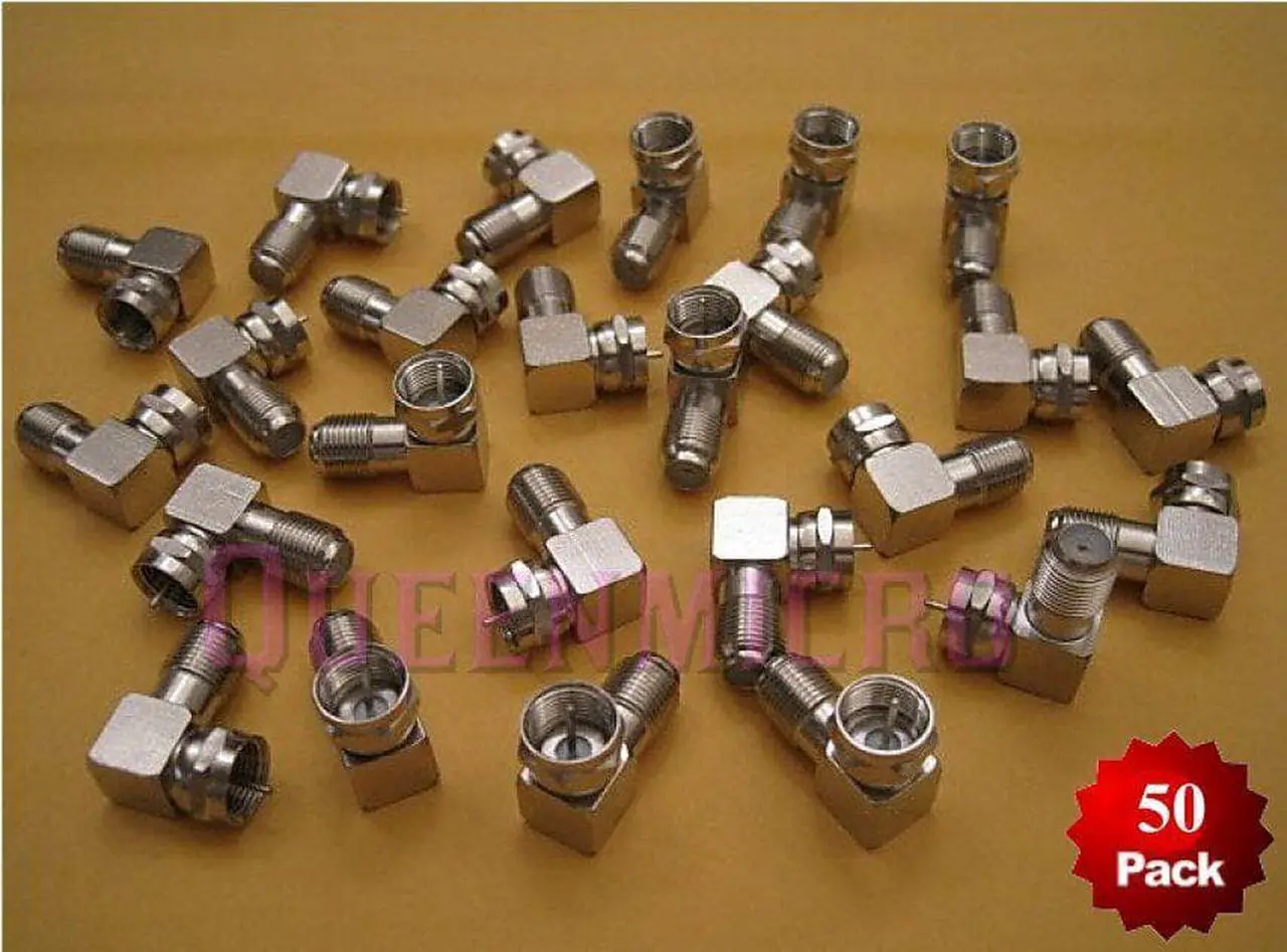 Main image of 50x F Right Angle 90 Degree Male to Female Screw Coax TV Cable Adapter Connector
