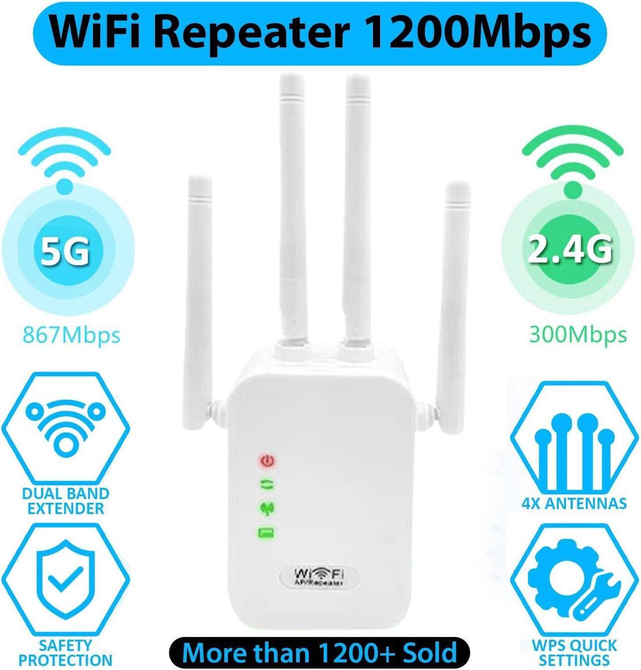 Alt view image 7 of 7 - Repeater Wifi Extender Range Wireless Signal Amplifier Router Dual Band 1200Mbps